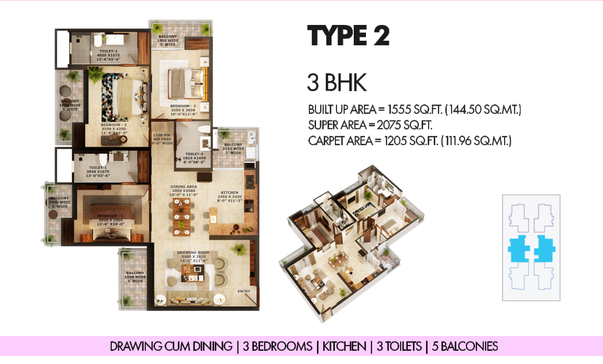 Daytona By Civitech Strings Premium 3BHK