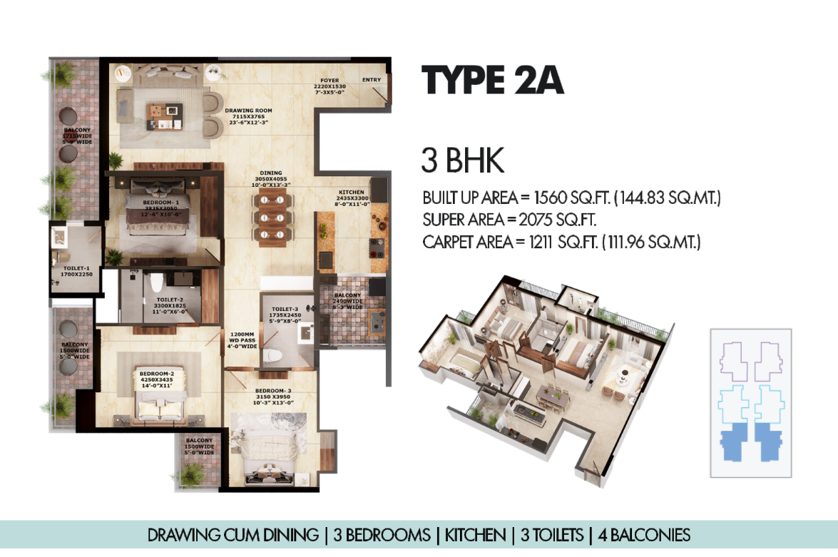 Daytona By Civitech Strings Premium 3BHK